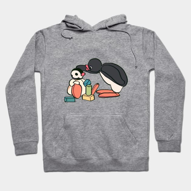 cute pingu and pinga penguin siblings Hoodie by mudwizard